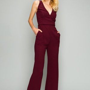 V NECK FORMAL SLEEVELESS JUMPSUIT